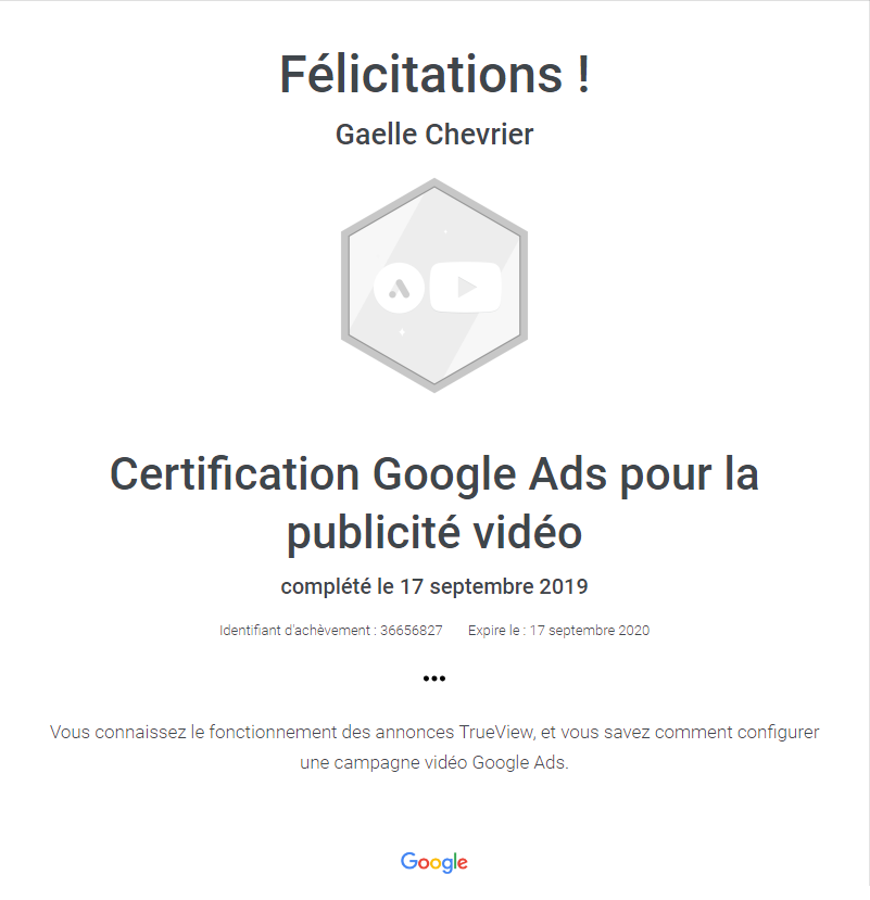 Certification Google Ads Video